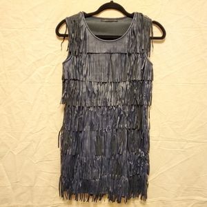 Signature8 20s flapper pleather fringe mini dress